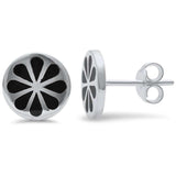 10mm Round Flower Earring 925 Sterling Silver Flower Stud Earrings Choose Color - Blue Apple Jewelry