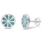 10mm Round Flower Earring 925 Sterling Silver Flower Stud Earrings Choose Color - Blue Apple Jewelry