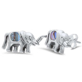 9mm Elephant Earrings Simulated Rainbow Abalone Lucky Elephant Stud Earring
