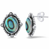 Solitaire Stud Earring Oval Simulaed CZ 925 Sterling Silver