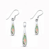 Teardrop Jewelry Set Simulated Stone Dangling Earrings Pendant 925 Sterling Silver