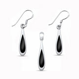 Teardrop Jewelry Set Simulated Stone Dangling Earrings Pendant 925 Sterling Silver