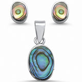 Oval Jewelry Set Simulated Abalone 925 Sterling Silver