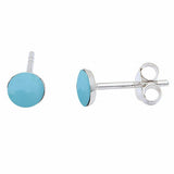 5mm Round Stud Earrings Round Simulated Stone 925 Sterling Silver Choose Color