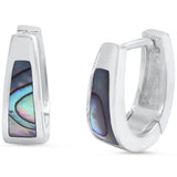 12mm Huggie Earrings Hoop Simulated Rainbow Abalone 925 Sterling Silver