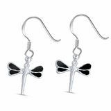 Plain Fishhook Dragonfly Earrings 925 Sterling Silver