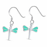 Plain Fishhook Dragonfly Earrings 925 Sterling Silver