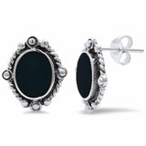 Solitaire Stud Earring Oval Simulaed CZ 925 Sterling Silver