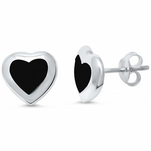 Heart Stud Earrings Simulated 925 Sterling Silver (11 mm)