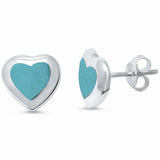 Heart Stud Earrings Simulated 925 Sterling Silver (11 mm)