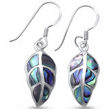 Leaf Drop & Dangle Earrings Simulated Abalone 925 Sterling Silver (10mm)