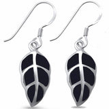 Leaf Drop & Dangle Earrings Simulated Abalone 925 Sterling Silver (10mm)