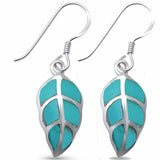 Leaf Drop & Dangle Earrings Simulated Abalone 925 Sterling Silver (10mm)