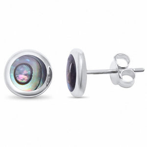 Solitaire Stud Earrings Round Button Earrings 925 Sterling Silver Choose Color