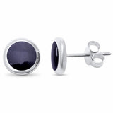 Solitaire Stud Earrings Round Button Earrings 925 Sterling Silver Choose Color