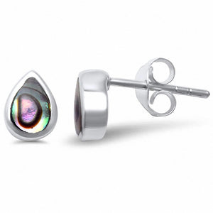 Solitaire Teardrop Pear Stud Earrings 925 Sterling Silver Choose Color