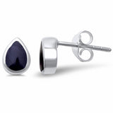 Solitaire Teardrop Pear Stud Earrings 925 Sterling Silver Choose Color