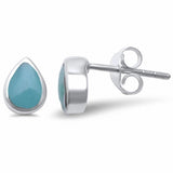 Solitaire Teardrop Pear Stud Earrings 925 Sterling Silver Choose Color