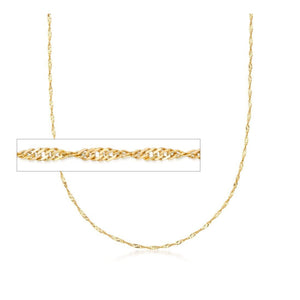1.6MM 025 Yellow Gold Singapore Chain .925 Sterling Silver Sizes "7-20"