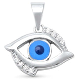 Blue Evil Eye Pendant Charm 925 Sterling Silver Evil Eye Choose Color - Blue Apple Jewelry