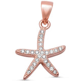 Starfish Pendant Round Pave Cubic Zirconia 925 Sterling Silver Choose Color - Blue Apple Jewelry