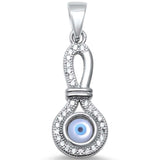Evil Eye Pendant Charm Round Cubic Zirconia 925 Sterling Silver Blue Evil Eye Choose Color - Blue Apple Jewelry