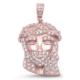 Jesus Pendant Round Pave Ice Cubic Zirconia Hip Hop 925 Sterling Silver Jesus Head