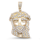 Jesus Pendant Round Pave Ice Cubic Zirconia Hip Hop 925 Sterling Silver Jesus Head