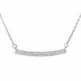 Curve Bar Necklace Pendant Round Simulated Cubic Zirconia 925 Sterling Silver