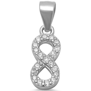 Infinity Pendant Crisscross Round Pave Cubic Zirconia 925 Sterling Silver Choose Color - Blue Apple Jewelry