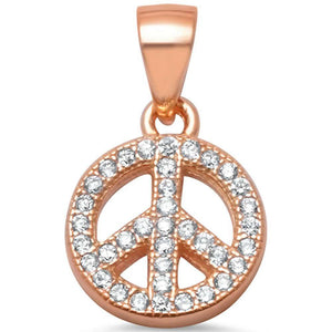Round Peace Pendant Micro Pave Cubic Zirconia 925 Sterling Silver Choose Color - Blue Apple Jewelry