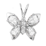 Butterfly Pendant Pear Round Cubic Zirconia 925 Sterling Silver Choose Color - Blue Apple Jewelry