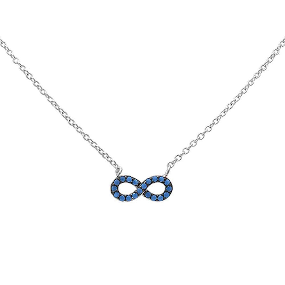 Dainty Infinity Pendant 18" Necklace Round Simulated Nano Turquoise 925 Sterling Silver Choose Color - Blue Apple Jewelry