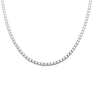 Tennis Necklace 3mm Round Cubic Zirconia 18" Necklace 925 Sterling Silver Choose Color - Blue Apple Jewelry