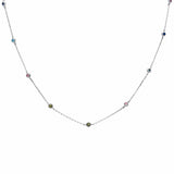 Muticolored Simulated Stone Cubic Zirconia by the Yard 925 Sterling Silver 18" Necklace