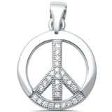 Peace Pendant Charm Round Pave Simulated Cubic Zirconia 925 Sterling Silver Choose Color