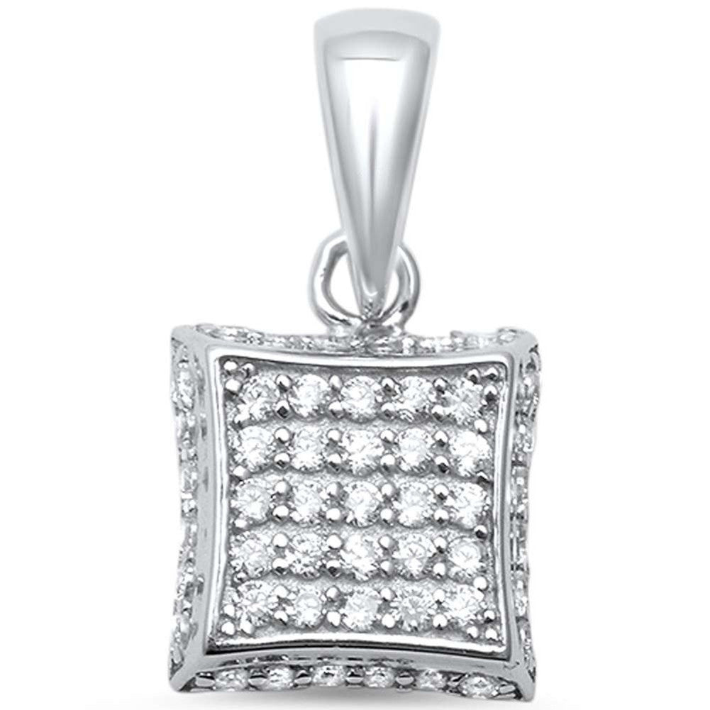 3D Kite Pendant Charm Round White Cubic Zirconia 925 Sterling Silver Choose Color - Blue Apple Jewelry