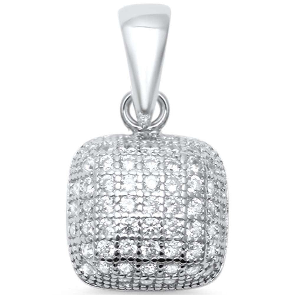 Dome Design Pendant Charm Micro Pave Round Cubic Zirconia 925 Sterling Silver Choose Color - Blue Apple Jewelry