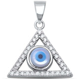 Evil Eye Pendant Charm Triangle Round Cubic Zirconia 925 Sterling Silver Choose Color - Blue Apple Jewelry