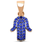 Hamsa Pendant Round Simulated Nano Stone 925 Sterling Silver