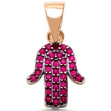 Hamsa Pendant Round Simulated Nano Stone 925 Sterling Silver