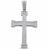 3" Micro Pave Cubic Zirconia Hip Hop Cross Pendant Solid 925 Sterling Silver