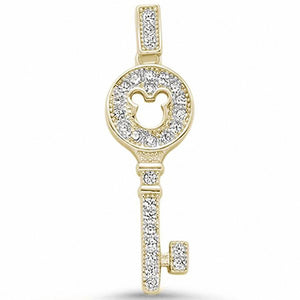 Key Charm Pendant Charm Round Cubic Zirconia 925 Sterling Silver Choose Color
