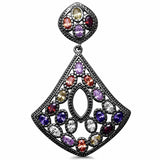 Fancy Black Tone Multicolored & CZ Pendant 925 Sterling Silver Choose Color