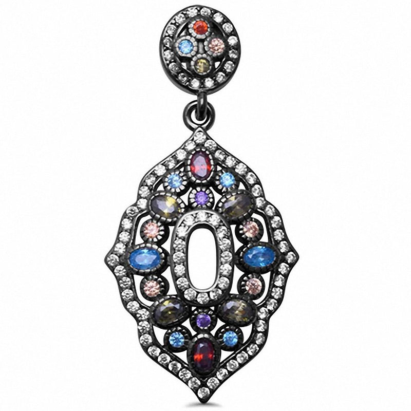 Black Tone Multicolored & CZ Pendant 925 Sterling Silver