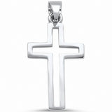 Open Cut Plain Cross Pendant 925 Sterling Silver choose Color