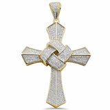 3" Cubic Zirconia Cross Pendant 925 Sterling Silver