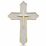 Hip Hop Cross Pendant Micro Pave Cubic Zirconia 2.25" Unisex Men Women Solid 925 Sterling Silver Choose Color