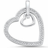 Heart Pendant Double Heart Round Cubic Zirconia 925 Sterling silver Choose Color