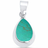 Solitaire Pear Teardrop Pendant 925 Sterling Silver Simulated Stone Choose Color